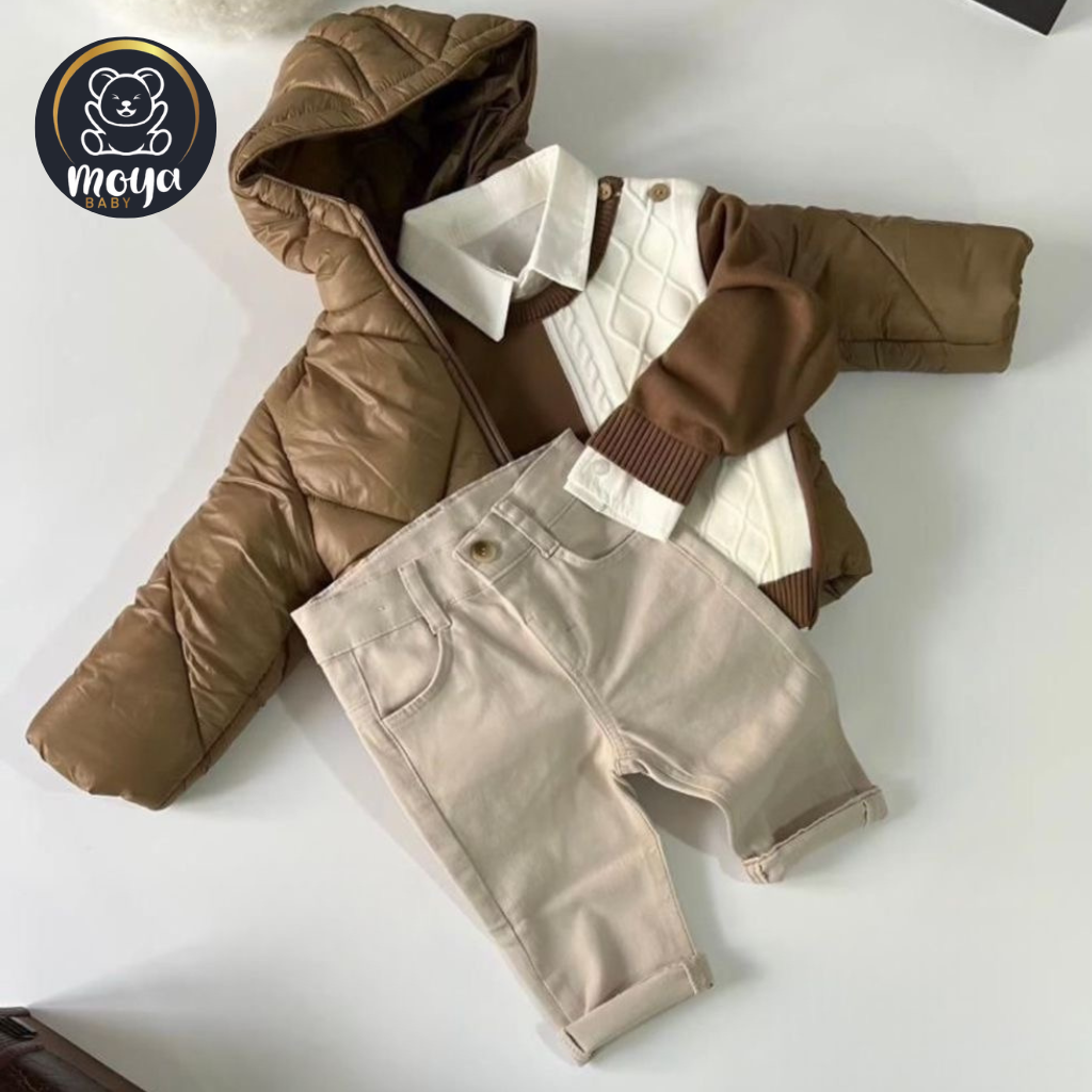 Ensemble 4 pcs manteau marron